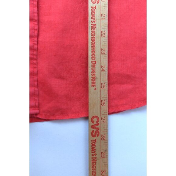 Pure Linen 100% Linen Long Sleeve Button Down Shirt Coral Color Size 16 - Picture 13 of 13